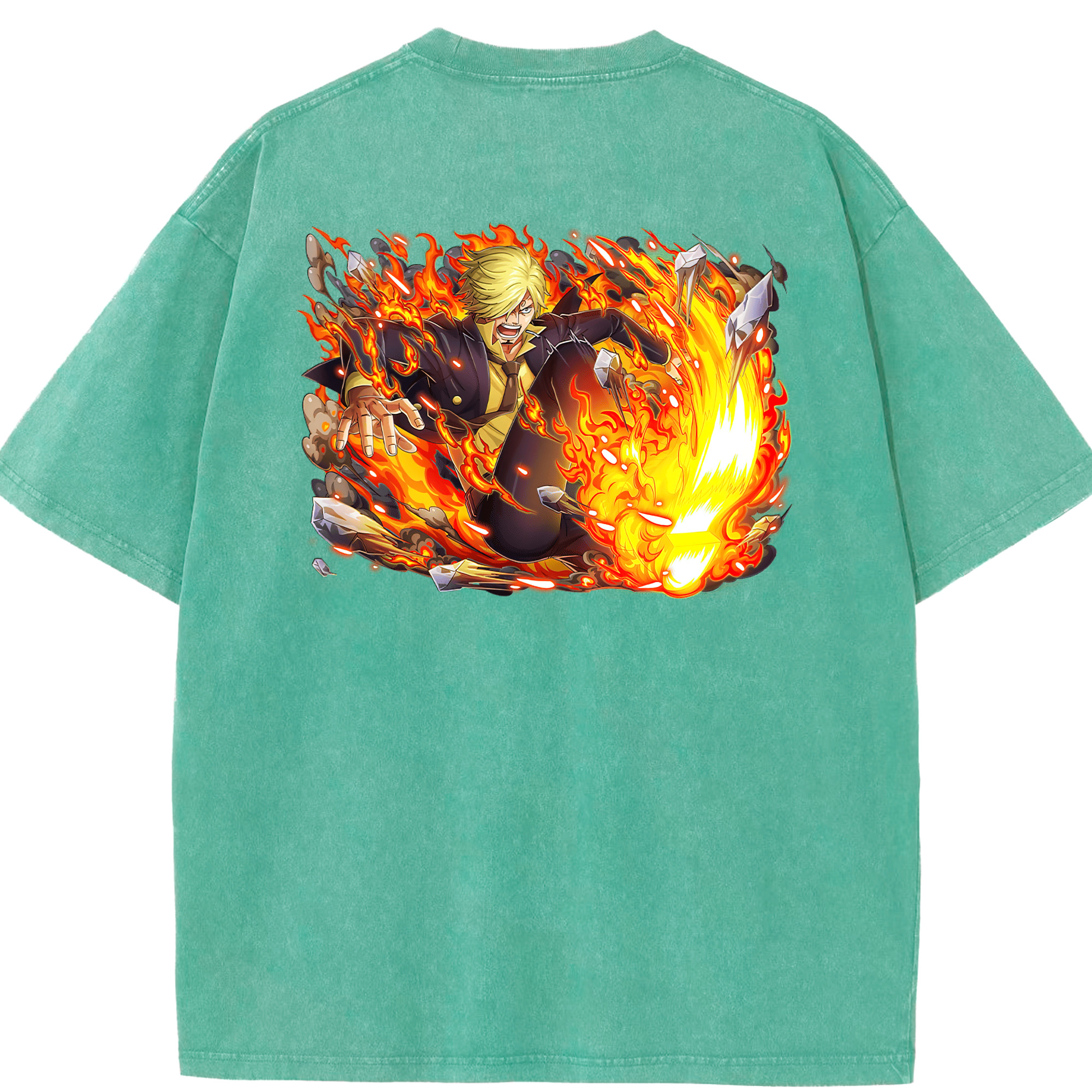 ワンピース サンジ ONE PIECE Sanji 綿100% ヴィンテージ風 半袖Tシャツ（背面プリント）